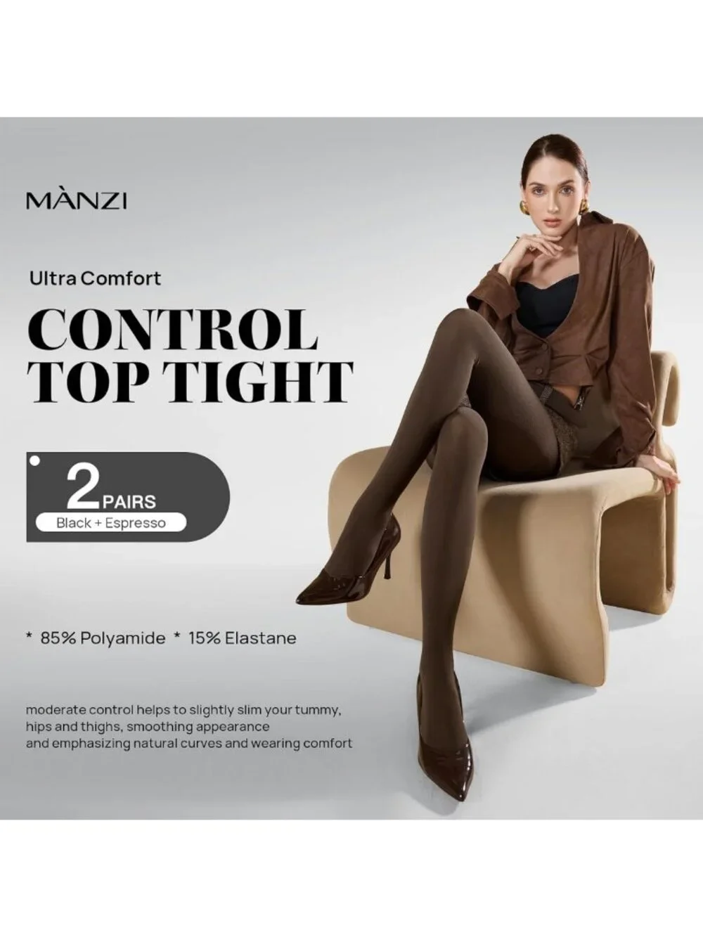 Opaque Control Top Tights - 2-6 Pairs Comfort Stretch 70 Denier Pantyhose